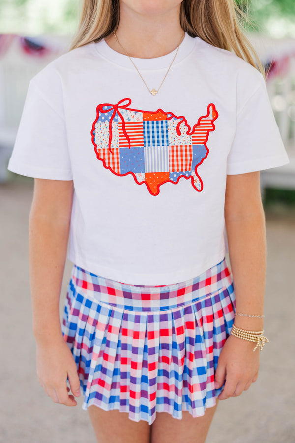 Girls: All American Girl White States Patchwork Tee