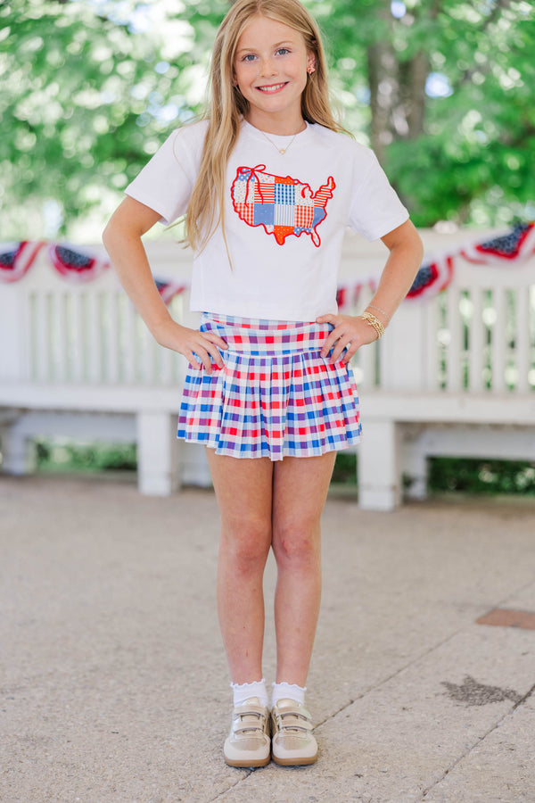 Girls: All American Girl White States Patchwork Tee