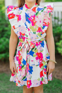 Girls: Tasteful Texture Pink Floral Wrap Dress