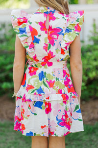Girls: Tasteful Texture Pink Floral Wrap Dress