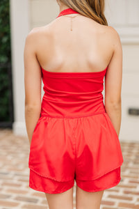 Girls: Ready, Set, Go Red Romper
