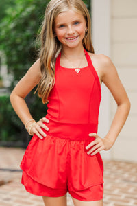 Girls: Ready, Set, Go Red Romper