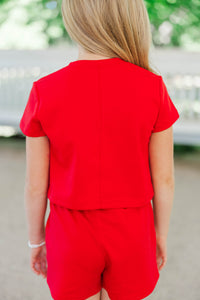 Girls: Celebrate The Moment Red Flag Patch Top