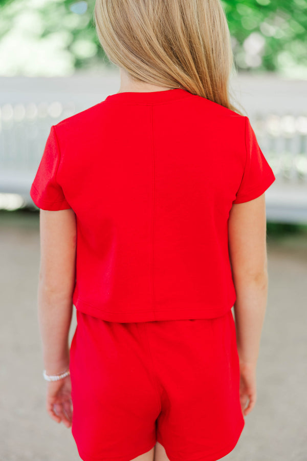 Girls: Celebrate The Moment Red Flag Patch Top