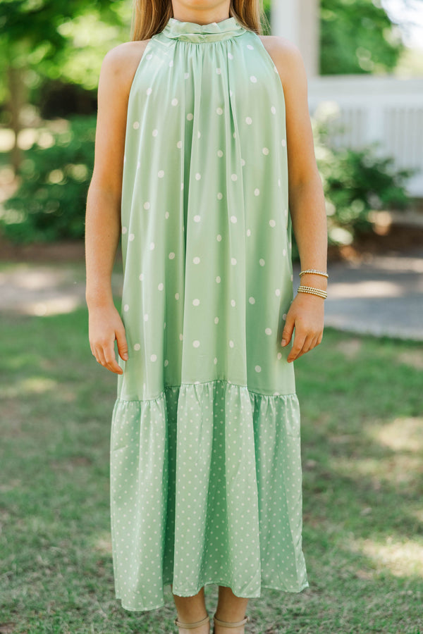 Girls: Every Little Moment Green Polka Dot Maxi Dress