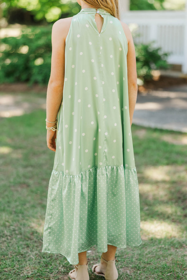 Girls: Every Little Moment Green Polka Dot Maxi Dress