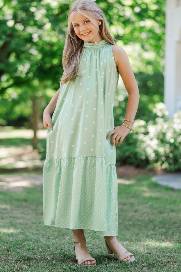 Girls: Every Little Moment Green Polka Dot Maxi Dress