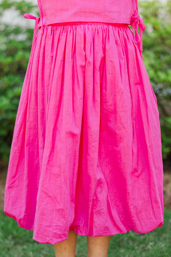 Girls: A Real Charmer Fuchsia Midi Bubble Skirt
