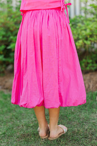 Girls: A Real Charmer Fuchsia Midi Bubble Skirt