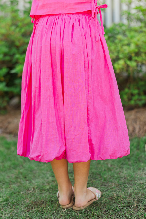 Girls: A Real Charmer Fuchsia Midi Bubble Skirt