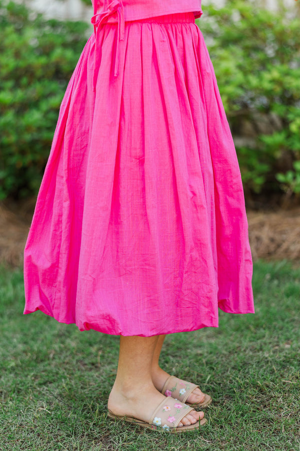 Girls: A Real Charmer Fuchsia Midi Bubble Skirt