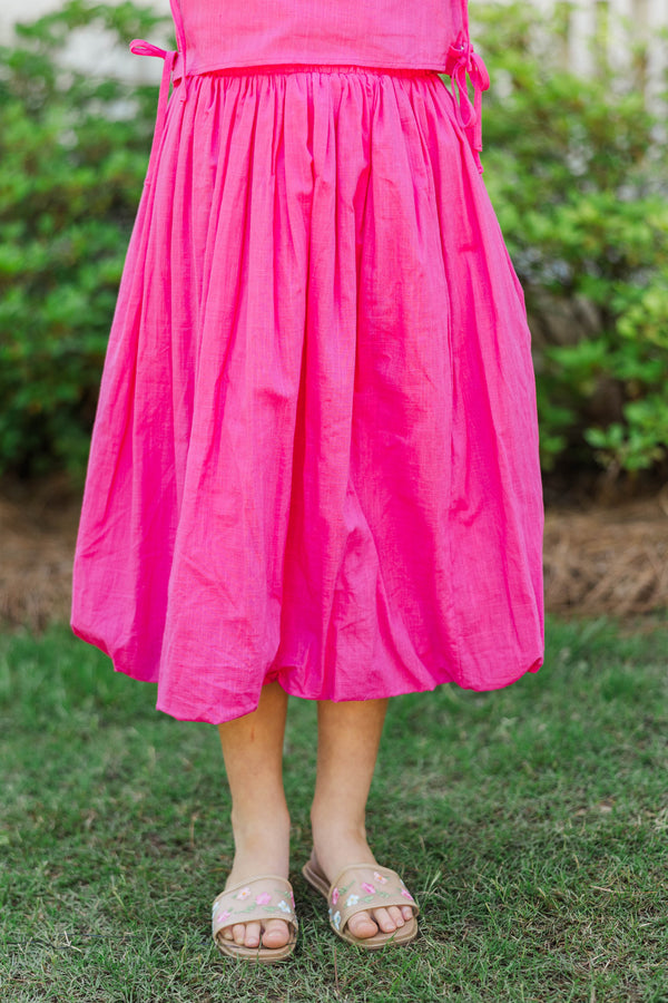 Girls: A Real Charmer Fuchsia Midi Bubble Skirt