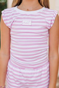 Girls: Fun Starts Now Pink Striped Crossover Top