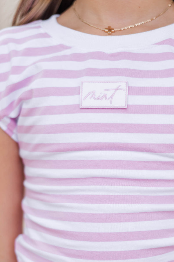 Girls: Fun Starts Now Pink Striped Crossover Top