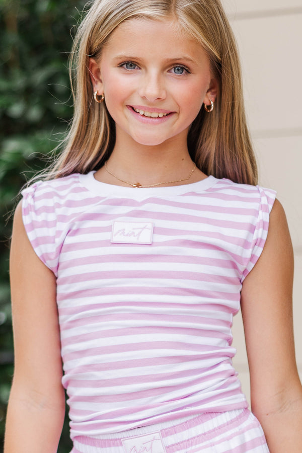 Girls: Fun Starts Now Pink Striped Crossover Top