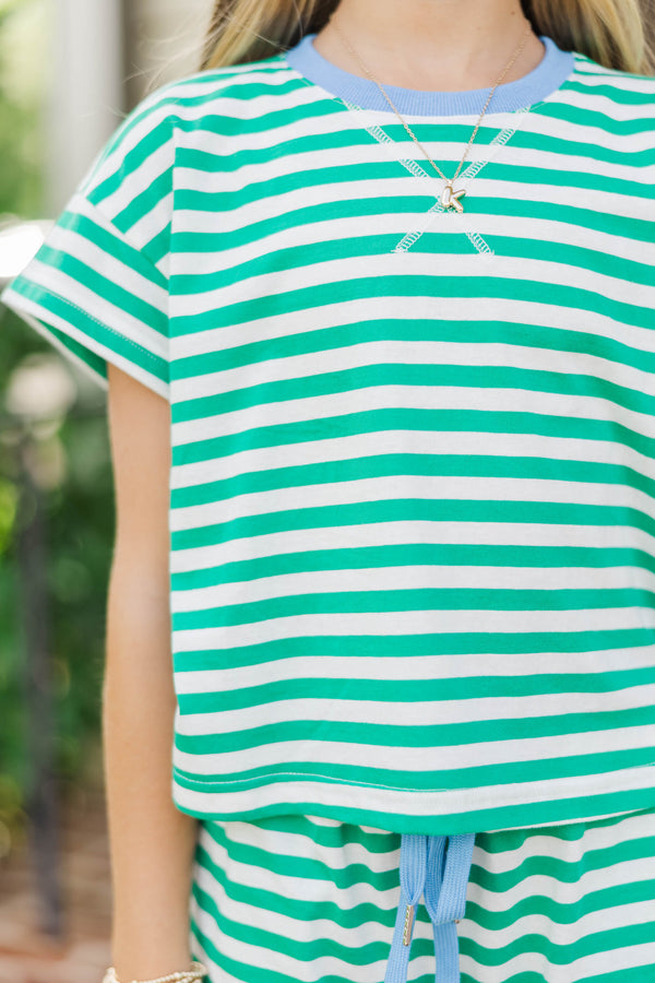 Girls: It’s A Dream Green Striped Top
