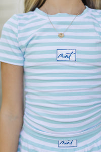 Girls: Go Time Light Blue Striped Baby Tee