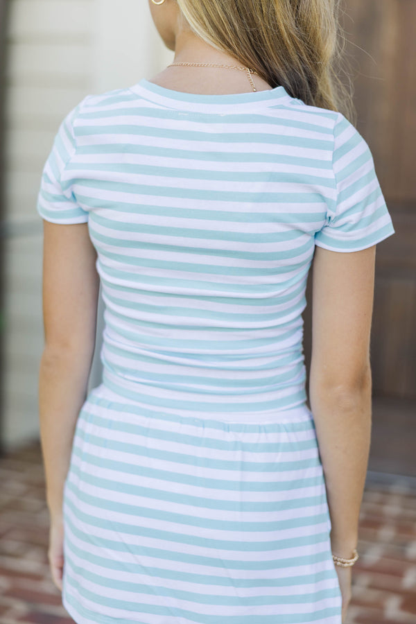 Girls: Go Time Light Blue Striped Baby Tee