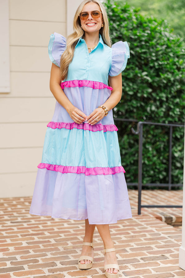 Where It Lands Multicolored Textured Midi Dress