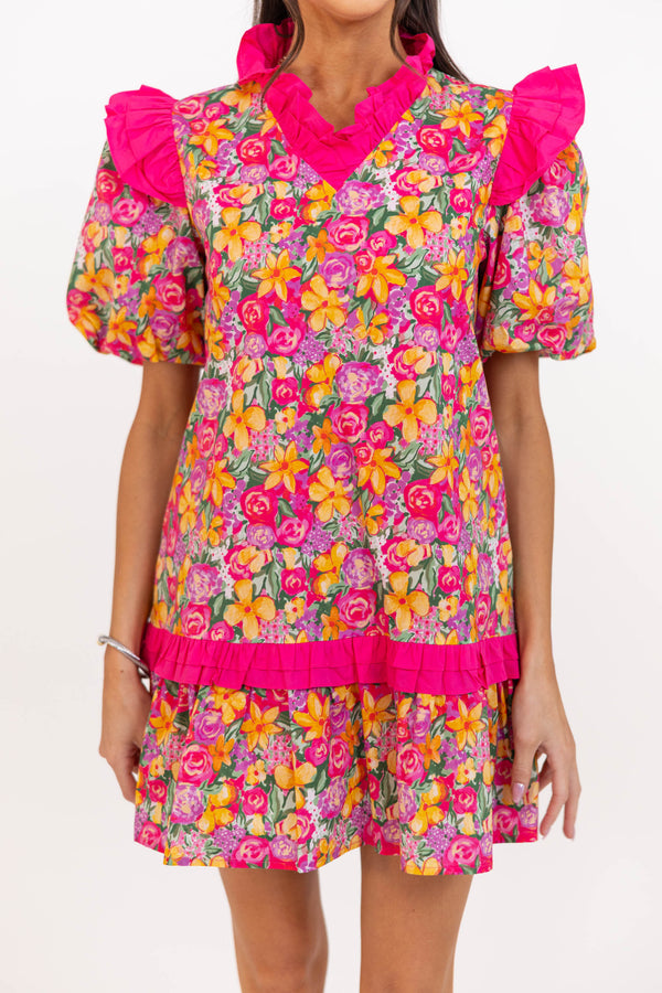Keeps Getting Better Pink Floral Dress