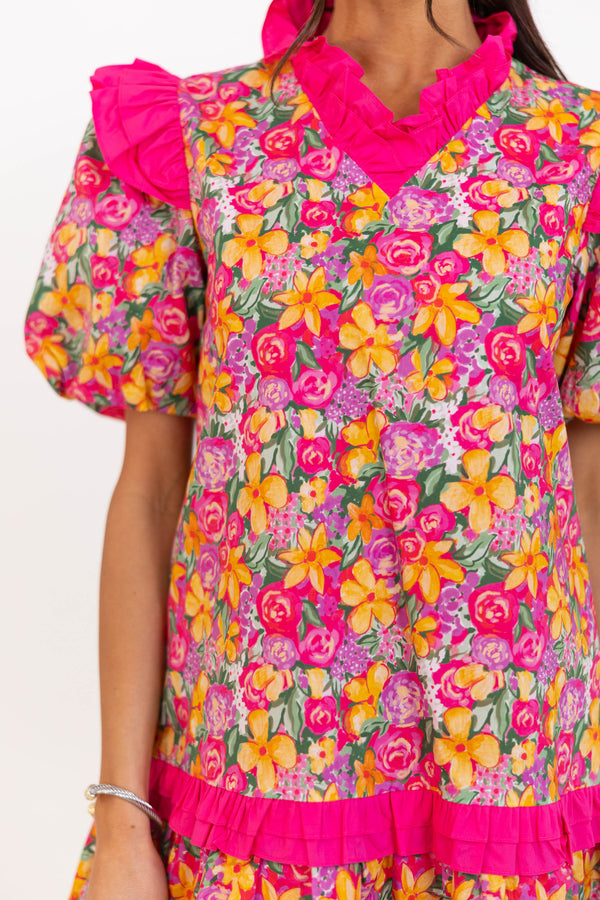 Keeps Getting Better Pink Floral Dress