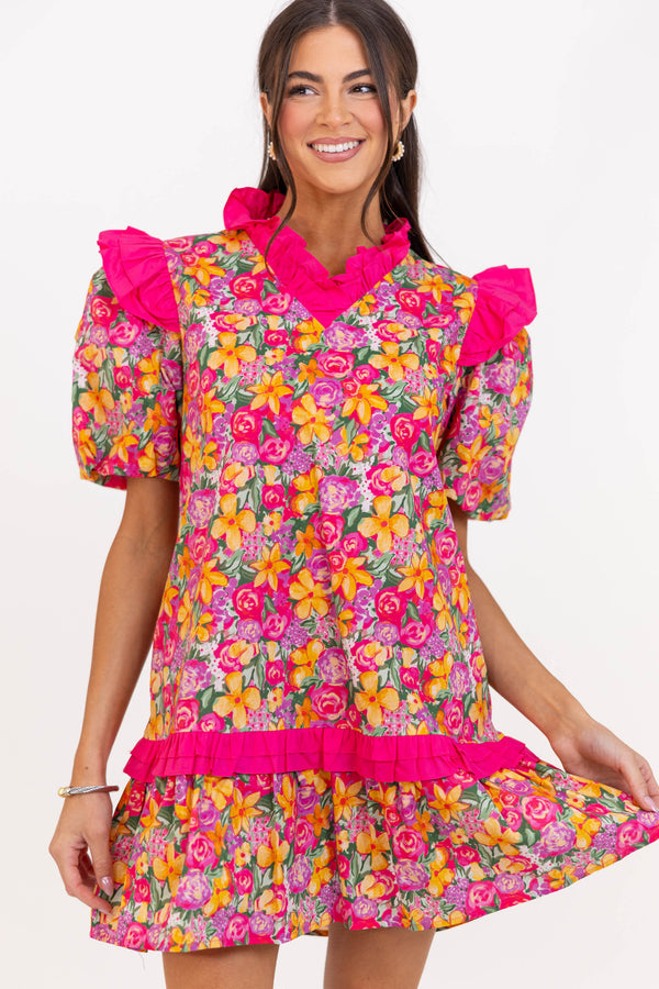 Keeps Getting Better Pink Floral Dress