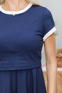 NURSING COLLECTION: The Courtside Navy Nursing Tennis Dress