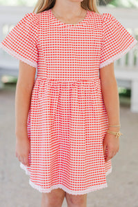 Girls: Time Goes By Red Gingham Scalloped Dress