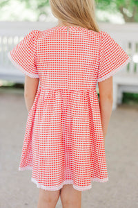 Girls: Time Goes By Red Gingham Scalloped Dress