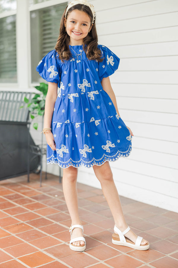 Girls: The Miranda Royal Blue Eyelet Dress
