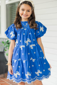 Girls: The Miranda Royal Blue Eyelet Dress