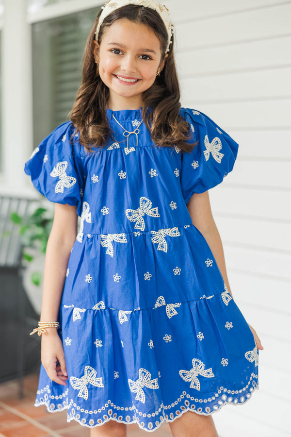 Girls: The Miranda Royal Blue Eyelet Dress