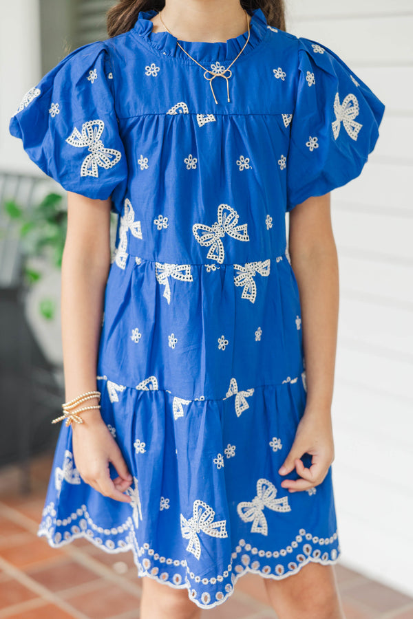 Girls: The Miranda Royal Blue Eyelet Dress