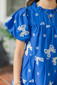 Girls: The Miranda Royal Blue Eyelet Dress