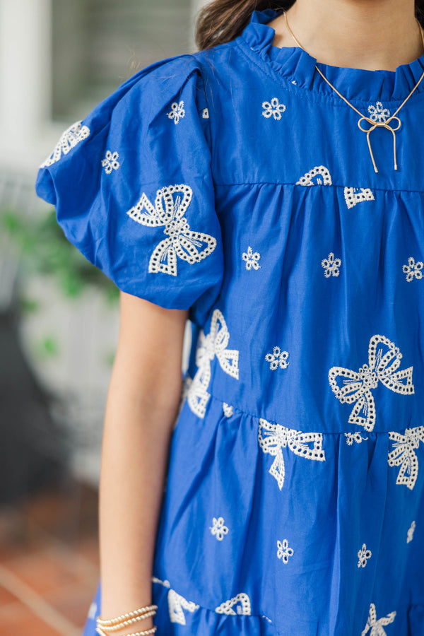 Girls: The Miranda Royal Blue Eyelet Dress
