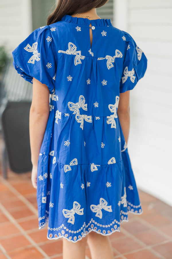 Girls: The Miranda Royal Blue Eyelet Dress