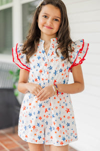 Girls: Wild Love White Stars Romper