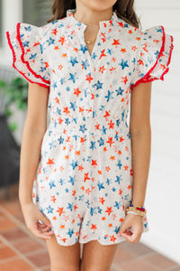 Girls: Wild Love White Stars Romper