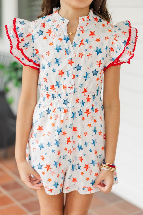Girls: Wild Love White Stars Romper
