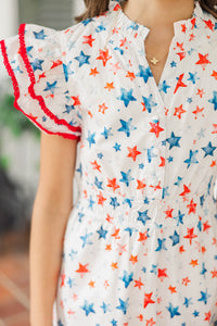 Girls: Wild Love White Stars Romper