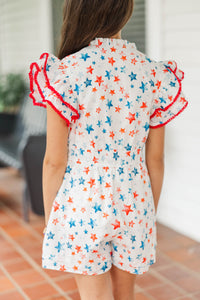 Girls: Wild Love White Stars Romper