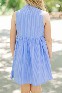 Girls: The Ariana Blue Striped Sleeveless Dress