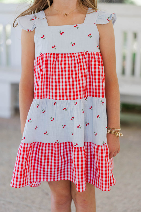 Girls: The Moira Light Blue Printed Dress
