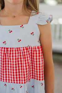 Girls: The Moira Light Blue Printed Dress