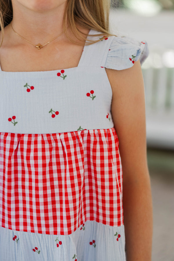 Girls: The Moira Light Blue Printed Dress