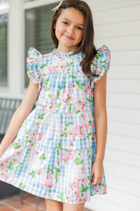 Girls: Sweet Nature Blue Gingham Babydoll Dress