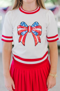 Girls: Stay In Character White Sequin Sweater