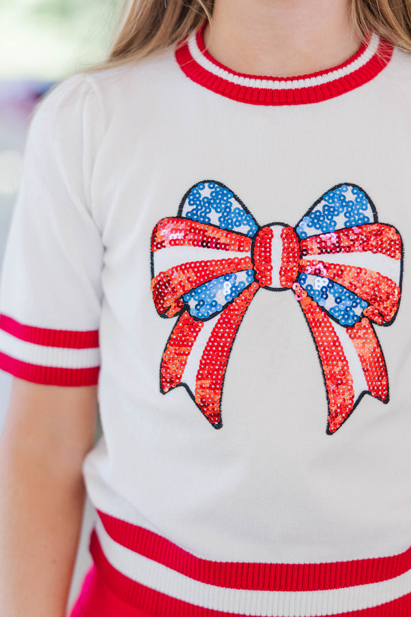Girls: Stay In Character White Sequin Sweater