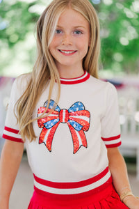 Girls: Stay In Character White Sequin Sweater
