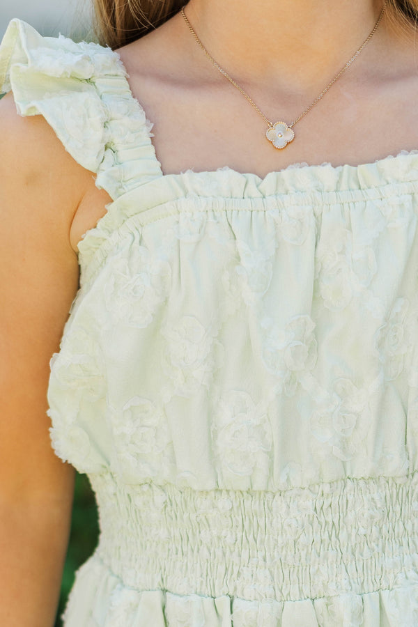 Girls: Let’s Go There Green Textured Dress
